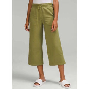 Lululemon Loungeful High Rise Wide Leg Crop Pants in Bronze Green
